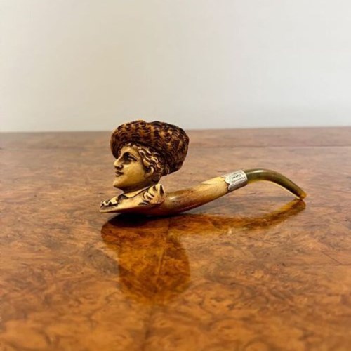 Antique Victorian Quality Meerschaum Carved Pipe 