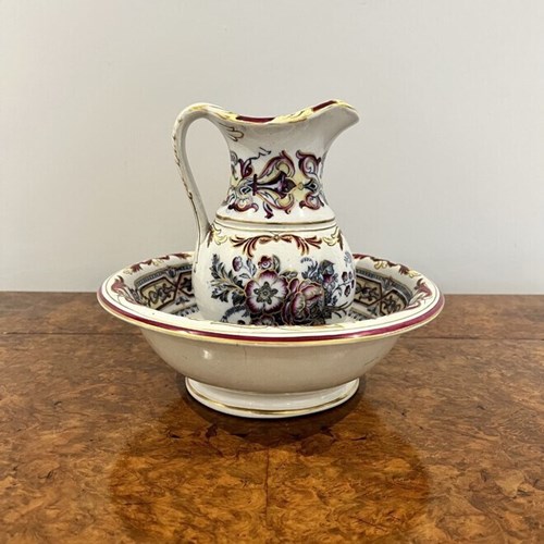 Lovely Unusual Antique Victorian Miniature Jug And Bowl Set 