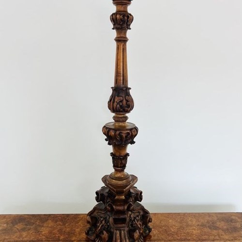 Unusual Italian Antique Victorian Quality Carved Walnut Stand 