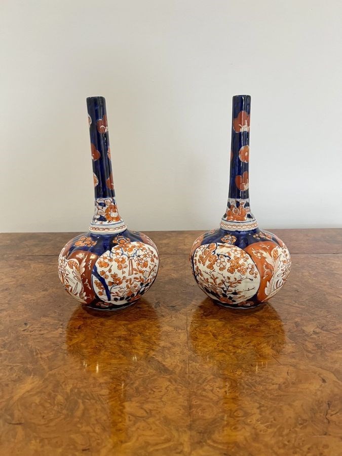 Pair of large antique Japanese Imari porcelain vases