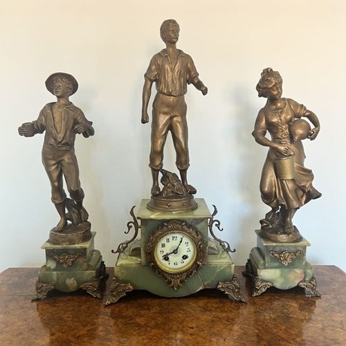 Stunning Quality Antique Victorian French Clock Garniture 