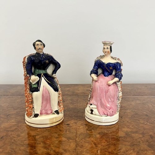 Lovely Pair Of Antique Victorian Staffordshire 'Royal' Figures 