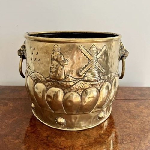 Large Antique Victorian Dutch Brass Jardiniere
