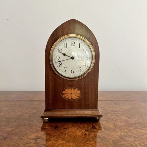 Antique Edwardian Quality Mahogany Inlaid Mantle Clock 