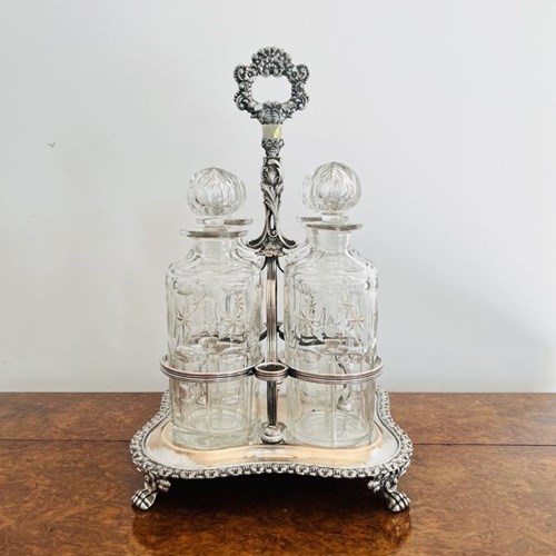 Fantastic Quality Antique Victorian Cut Glass Decanters & Original Stand 