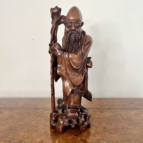 Fine Quality Large Antique Chinese Carved Hardwood Figure