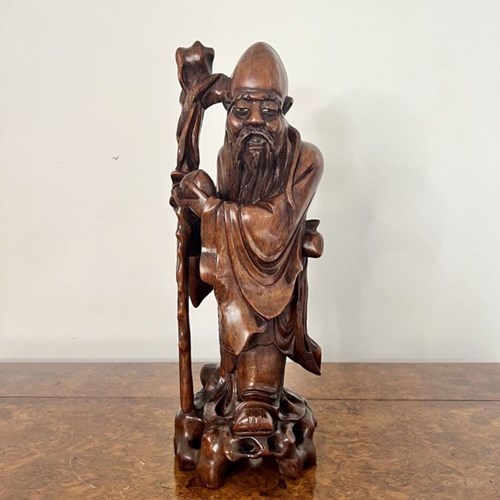 Fine Quality Large Antique Chinese Carved Hardwood Figure