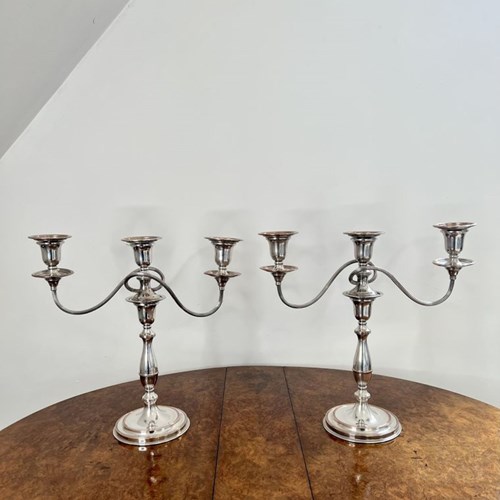 Stunning Pair Of Quality Antique Edwardian Silver Plated Candelabras