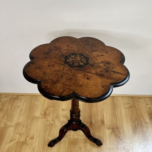 Antique Victorian Quality Burr Walnut Marquetry Inlaid Lamp Table 