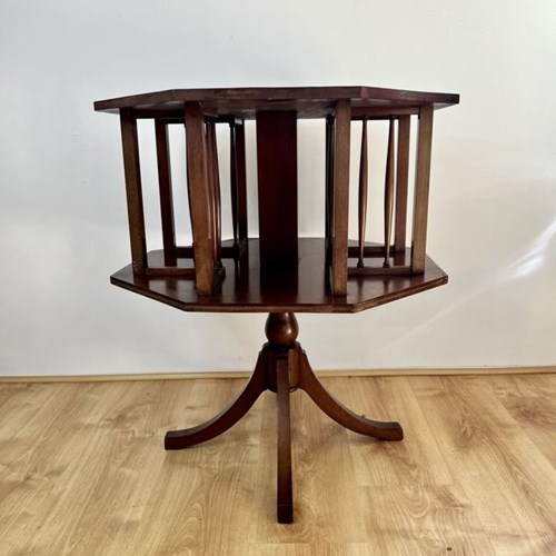 Antique Edwardian Quality Mahogany Inlaid Revolving Bookcase 