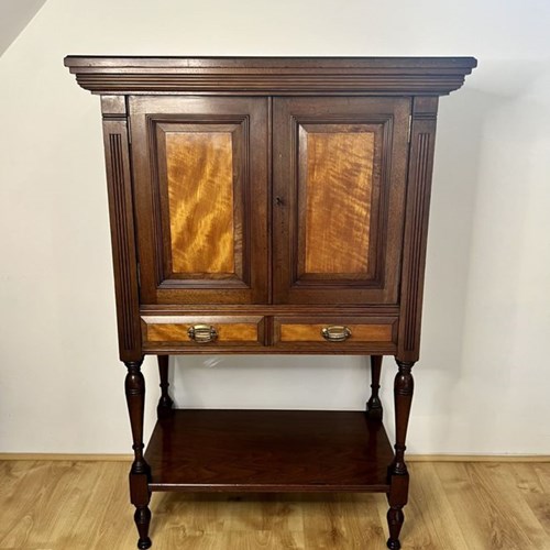 Antique Victorian Quality Mahogany And Satinwood Side Cabinet 