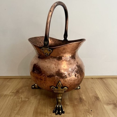 Outstanding Quality Antique Victorian Large Copper Coal Scuttle 