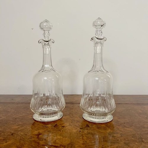 Elegant Pair Of Quality Antique Victorian Decanters 