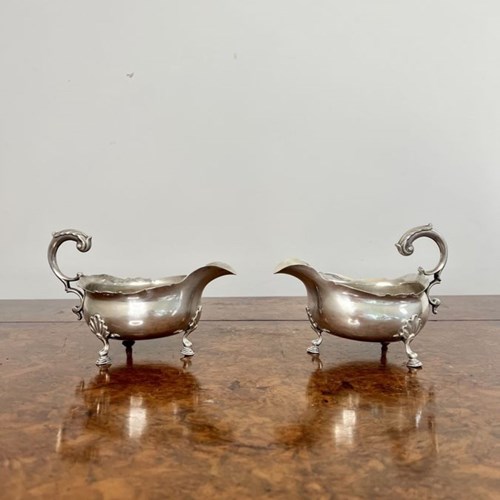 Outstanding Quality Pair Of Antique George III Silver Sauce Boats 