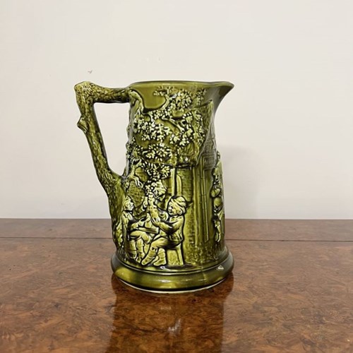 Unusual Antique Edwardian Quality Majolica Jug