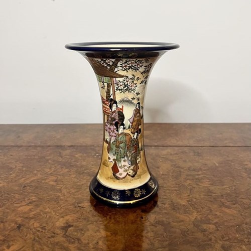 Quality Antique Japanese Satsuma Shaped Vase 