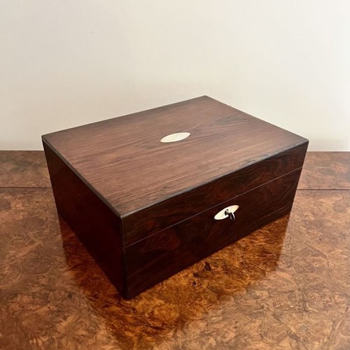 Antique Victorian Quality Rosewood Jewellery Box 