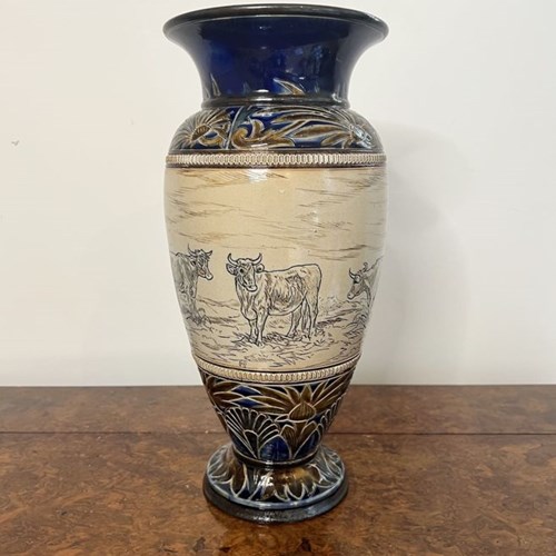 Outstanding Quality Large Antique Doulton Lambeth Vase By Hannah Barlow 