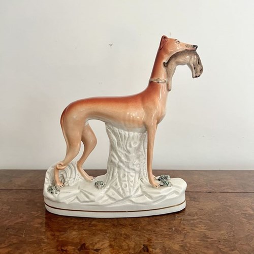 Unusually Large Antique Victorian Staffordshire Greyhound 