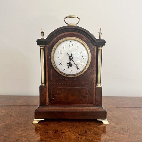 Antique Victorian Quality Mahogany Inlaid Bracket Clock