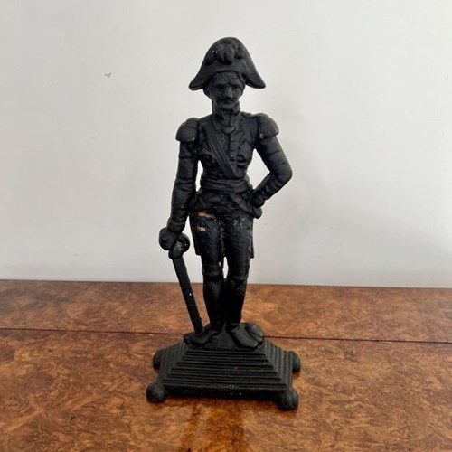 Antique Victorian Cast Iron Door Stop In The Form Of Lord Nelson 