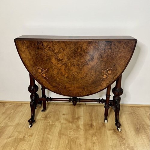 Fantastic Quality Antique Victorian Burr Walnut Inlaid Sutherland Table 