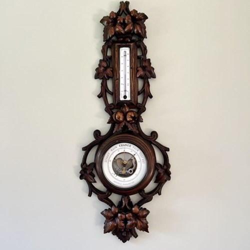 Fantastic Quality Antique Victorian Black Forest Aneroid Barometer 