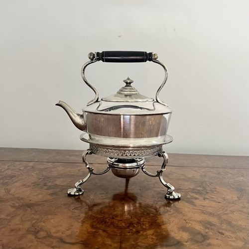 Quality Antique Edwardian Fenton Brothers Silver Plated Spirit Kettle 