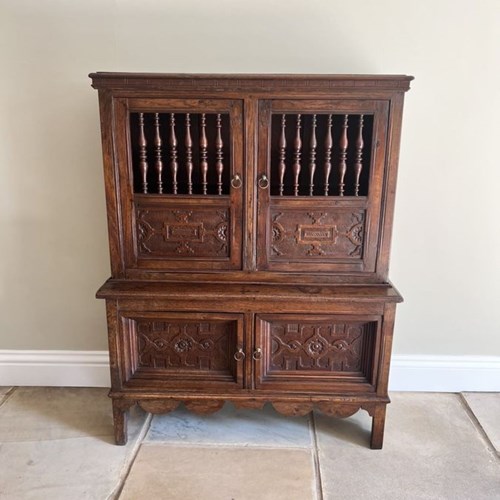 Unusual 19Th Century Antique Quality Oak Food Cupboard 