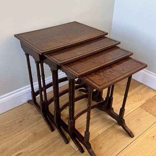 Outstanding Quality Antique Edwardian Nest Of Burr Walnut Tables 
