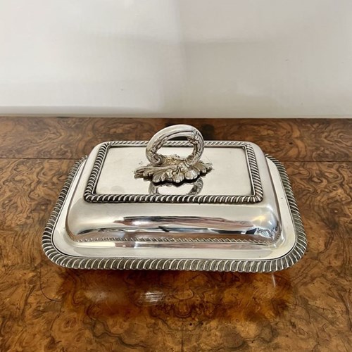 Antique Edwardian Quality Silver Plated Rectangular Entrée Dish