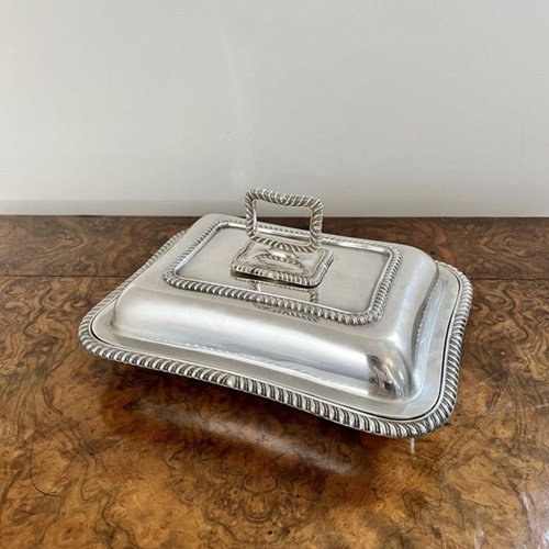 Stunning Antique Edwardian Quality Silver Plated Rectangle Entrée Dish