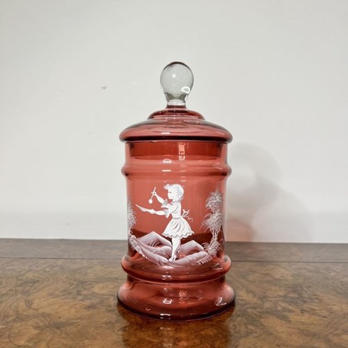 Antique Mary Gregory Jar And Cover 