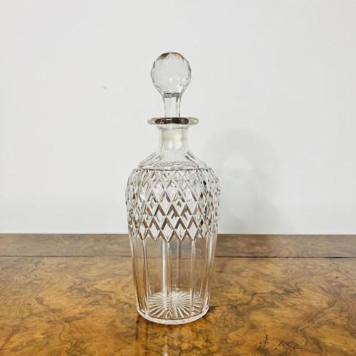 Antique Edwardian Quality Cut Glass Decanter 