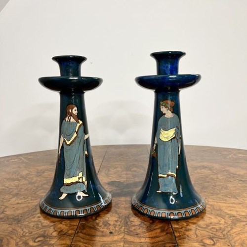 Wonderful Pair Of Antique Decoro England Candlesticks 