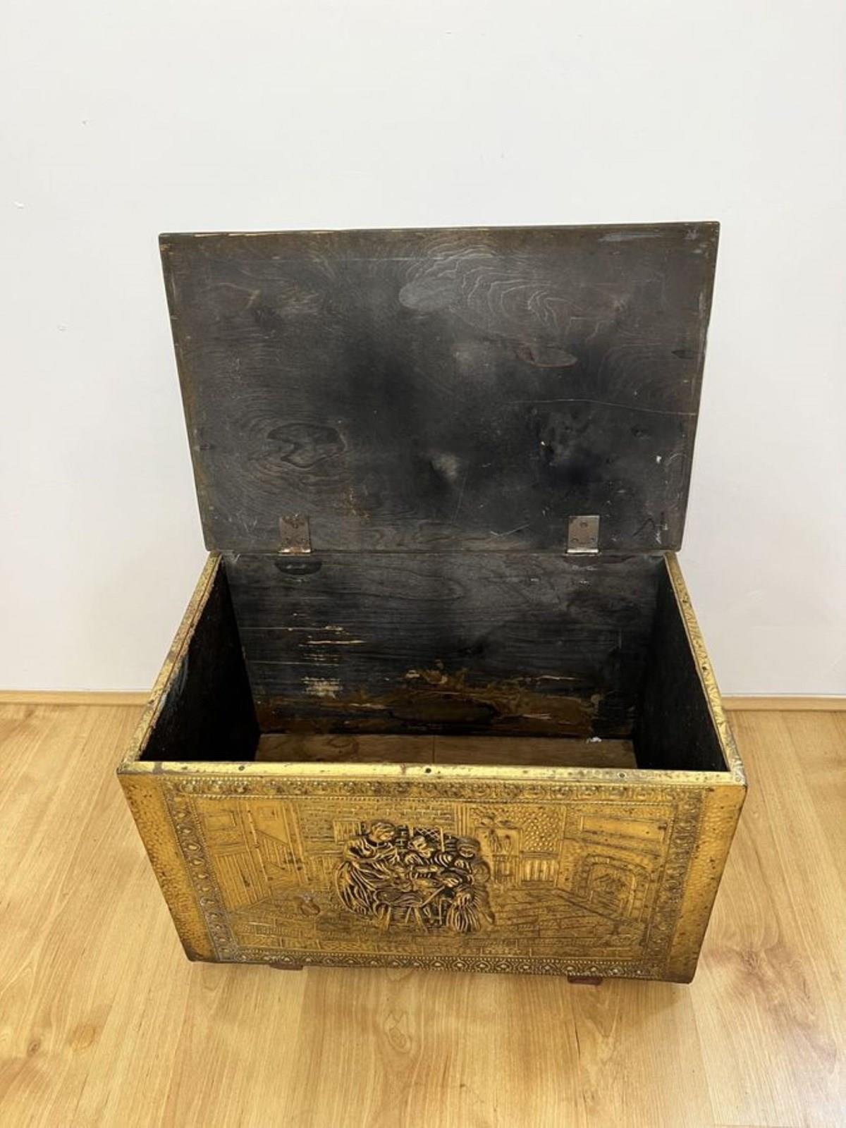 Ornate Antique Quality Brass Coal Box