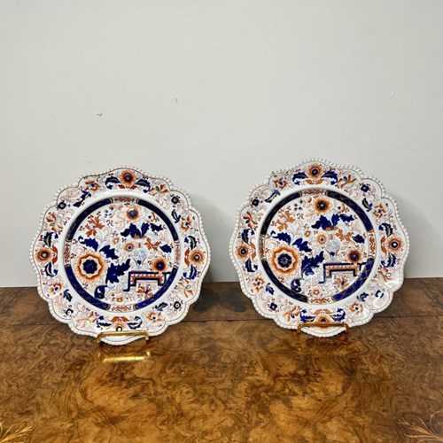 Wonderful Pair Of Antique Georgian Stone China Plates 