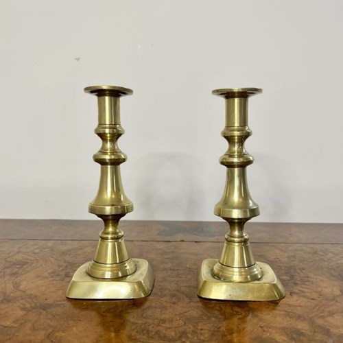 Quality Pair Of Antique Victorian Brass Candlesticks