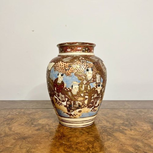 Quality Antique Japanese Satsuma Ginger Jar And Cover 