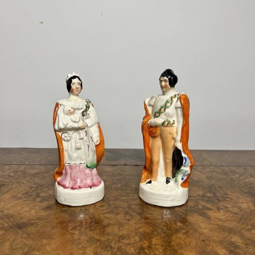 Pair Of Antique Victorian Staffordshire Figures 