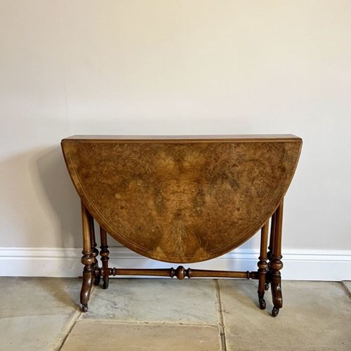 Antique Victorian Quality Burr Walnut Inlaid Sutherland Table 