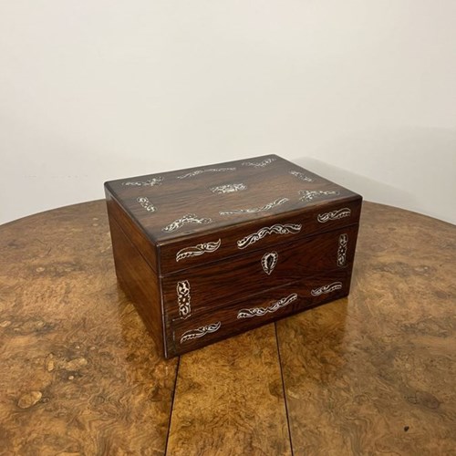 Fantastic Quality Antique Victorian Rosewood And Mother Of Pearl Inlaid Work Box