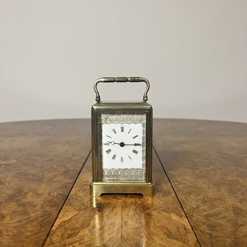 Lovely Unusual Antique Edwardian Brass Carriage Clock 