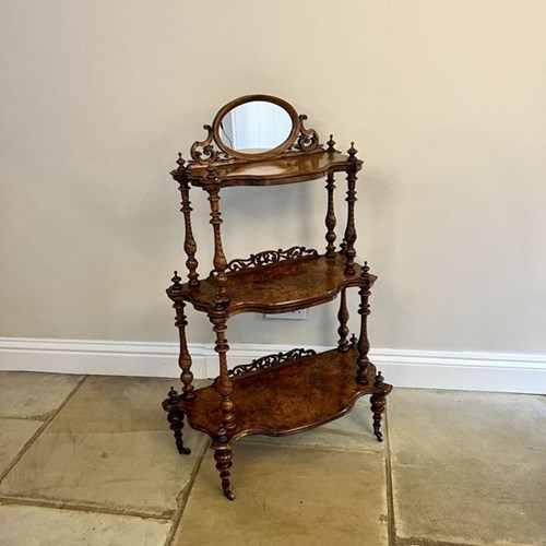 Wonderful Antique Victorian Quality Burr Walnut Whatnot 