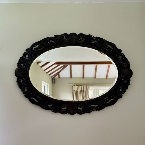 Lovely Antique Victorian Quality Carved Oak Wall Mirror 