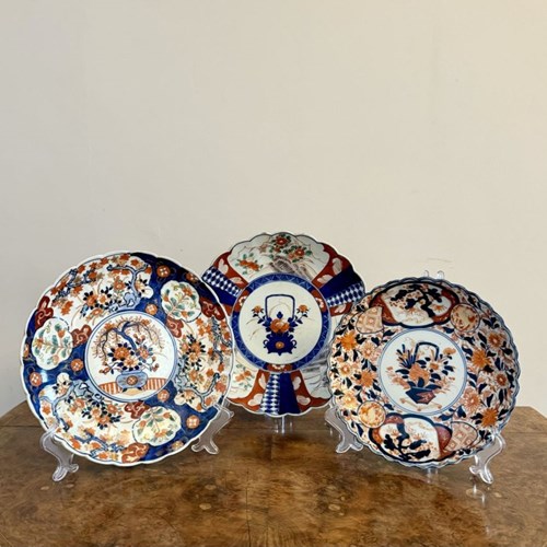 Quality Collection Of Three Large Antique Japanese Imari Plates 