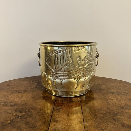 Large Antique Victorian Dutch Brass Jardiniere