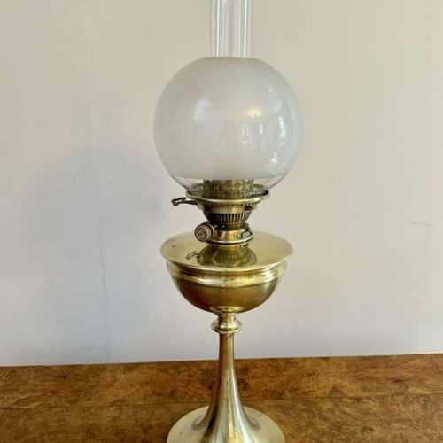 Wonderful Quality Antique Victorian Brass Oil Lamp By Hinks And Sons 