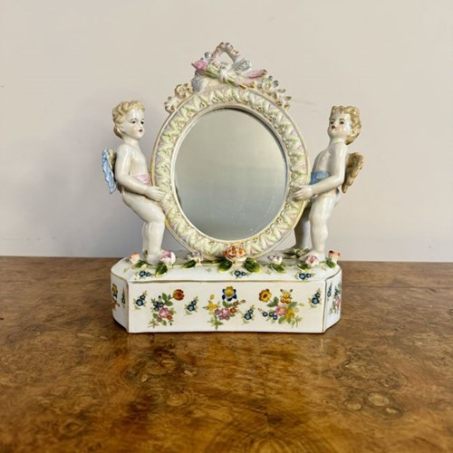 Pretty Antique Porcelain Dressing Table Mirror