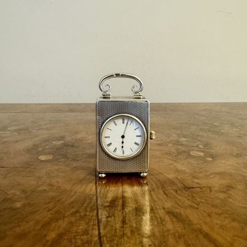 Stunning Quality Antique Edwardian Silver Hallmarked Miniature Carriage Clock